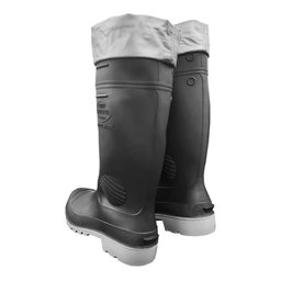 Bota Borracha Pvc Impermeável Galocha Cinza com Amarra Indus Preta com Cinza Liso 42 Br - 4