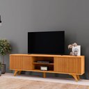 Ver imagem 3 de Rack para Tv 75" Ripado 2pt Valencia Pés Madeira Maciça:naturalle