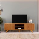 Ver imagem 4 de Rack para Tv 75" Ripado 2pt Valencia Pés Madeira Maciça:naturalle