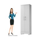 Ver imagem 5 de Armário Multiuso 2 Portas 4 Prateleiras com Pés Diamante Branco/Tx