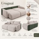 Ver mais imagens de Sofá Cama Casal Retrátil e Reclinável 2 Lugares Bicolor Areia / Verde Musgo Uruguai 196cm