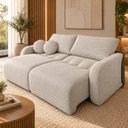 Ver imagem 1 de Sofá Cama Casal Retrátil e Reclinável 2 Lugares Bicolor Areia / Verde Musgo Uruguai 196cm