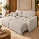 Ver imagem 1 de Sofá Cama Casal Retrátil e Reclinável 3 Lugares Bicolor Areia / Verde Musgo Uruguai 196cm