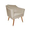 Kit 2 Poltronas Decorativa Agatha Couro Bege Pés Madeira Mz Decor - 3