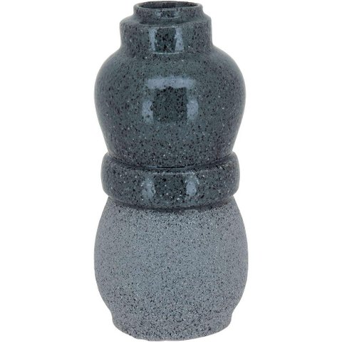 Vaso Decorativo Enfeite Casa Cerâmica 32x15x15cm Cinza