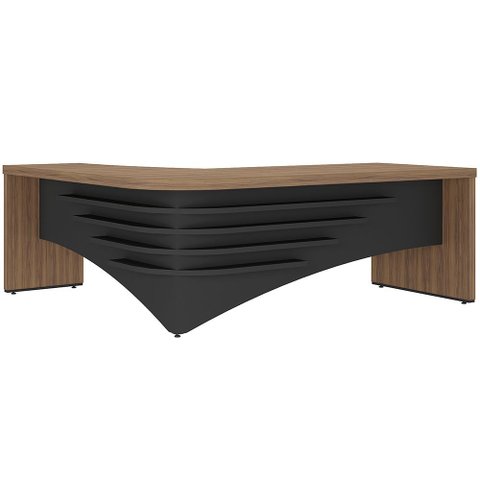 Mesa para Escritório em L Direito 200x180cm Atria Executiva A02 Nogal Preto - Lyam Decor