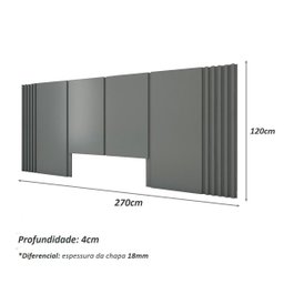 Cabeceira Personalizada Ripada 100% MDF Para Cama de Casal:Cinza Sagrado - 2