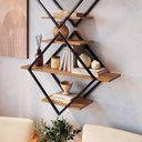 Ver imagem 2 de Nicho de Parede Diamante Multiuso com 3 Prateleiras 62 Cm Cor:preto com Mel