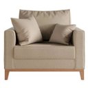 Ver imagem 1 de Poltrona Decorativa Benny Em Cotton Linho Pés Em Madeira - Bege