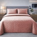 Ver imagem 2 de Cobre Leito Balle Casal King 3 Peças Colcha Cama Rosê