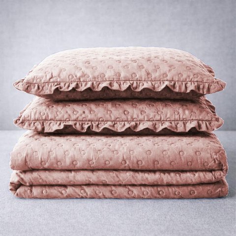 Cobre Leito Balle Casal King 3 Peças Colcha Cama Rosê