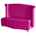 Ver imagem 1 de Kit Cabeceira de Cama Box e Calçadeira Baú Malibu Casal 140 Cm Suede Rosa Pink do Lar Móveis