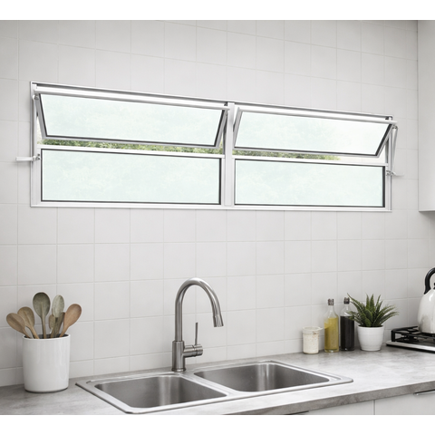 Vitro Basculante 2 Seções de Alumínio Branco 40x120