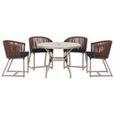 Ver imagem 1 de Mesa com 4 Cadeiras de Jantar Roma 100cm e Noronha em Aluminío Fendi Corda Nautica Estofado 12 Trama