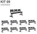 Ver imagem 2 de Kit 09 Cadeiras Longarinas Plásticas 03 Lugares – Cor Preta – 23025