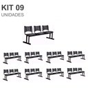 Ver imagem 2 de Kit 09 Cadeiras Longarinas Plásticas 03 Lugares – Cor Preta – 23025