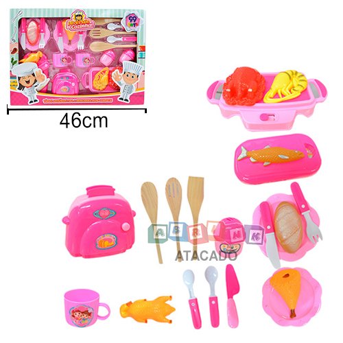 Kit Jogo De Cozinha Infantil Completo Para Comidinha Le Chef