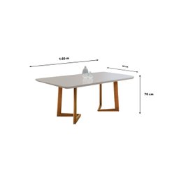 Conjunto Sala de Jantar 6 Lugares Veneza Madeira Maciça Mesa e Cadeiras Linho Areia - 4
