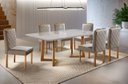 Ver imagem 1 de Conjunto Sala de Jantar 6 Lugares Veneza Madeira Maciça Mesa e Cadeiras Linho Areia