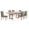 Conjunto Sala de Jantar 6 Lugares Veneza Madeira Maciça Mesa e Cadeiras Linho Areia - 2