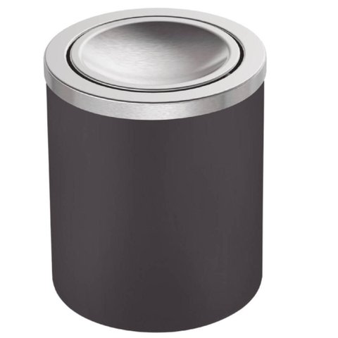 Lixeira Preta 5l com Tampa Basculante em Aço Inox Tramontina Escritório Banheiro Cozinha
