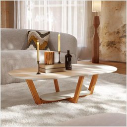 Mesa de Centro Elegance Mdf Off White Nature Tebarrot Móveis - 5