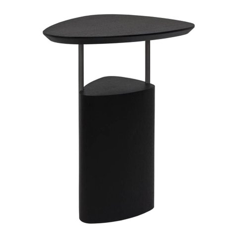 Mesa Lateral Elsinki Alta Tampo e Base Ebanizado Haste Grafite 60cm - 60218