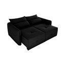 Ver imagem 3 de Sofá Cama 2 Lugares com Almofadas 205cm Celine Veludo Preto Matrix