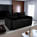 Ver imagem 4 de Sofá Cama 2 Lugares com Almofadas 205cm Celine Veludo Preto Matrix