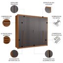 Ver imagem 3 de Guarda Roupa Casal 245cm 6 Portas Loretto Jatobá/Grafite S01 - Mpozenato