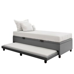 Bicama Box Baú Solteirão 96x188 Cm Samy S05 Sintético Cinza - Mpozenato - 3