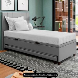 Bicama Box Baú Solteirão 96x188 Cm Samy S05 Sintético Cinza - Mpozenato - 6