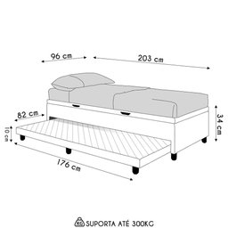 Bicama Box Baú Solteirão 96x188 Cm Samy S05 Sintético Cinza - Mpozenato - 4