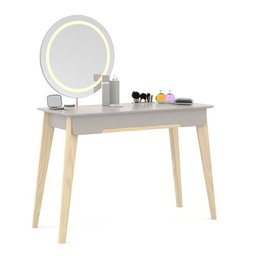 Jogo de Quarto Infantil Kids Liv Organizador, Cama, Auxiliar New e Penteadeira Tifanny LED Cinza/Nat - 7