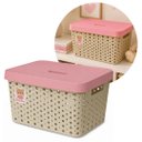 Ver imagem 3 de Caixa Organizadora Cesto Multiuso Infantil com Tampa 17 Litros Baby Bege e Rosa - Usual