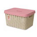 Ver imagem 1 de Caixa Organizadora Cesto Multiuso Infantil com Tampa 17 Litros Baby Bege e Rosa - Usual