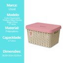 Ver imagem 4 de Caixa Organizadora Cesto Multiuso Infantil com Tampa 17 Litros Baby Bege e Rosa - Usual