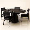 Ver imagem 3 de Mesa de Jantar Cone Oval 137x90 Cm Base Madeira Ebano Tampo Ebano