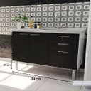 Ver imagem 5 de Gabinete Cozinha 114cm Armário 3 Gavetas 2 Portas Multiuso:Preto