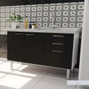 Ver imagem 1 de Gabinete Cozinha 114cm Armário 3 Gavetas 2 Portas Multiuso:Preto