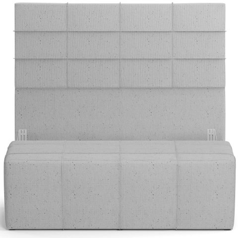 Kit Cabeceira Cama Box Queen 160cm com Calçadeira Roma W01 Linho Cinza - Lyam Lyam Decor