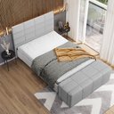 Ver imagem 2 de Kit Cabeceira Cama Box Queen 160cm com Calçadeira Roma W01 Linho Cinza - Lyam Lyam Decor