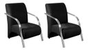 Ver imagem 3 de Conjunto Sevilha 2 Poltronas + 1 Namoradeira Braço Metal Decoração Recepção Sala - Suede Preto