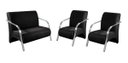 Ver imagem 1 de Conjunto Sevilha 2 Poltronas + 1 Namoradeira Braço Metal Decoração Recepção Sala - Suede Preto