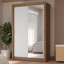 Ver imagem 1 de Guarda-roupa Solteiro 2 Portas de Correr com Espelho 4 Gavetas Rustic/branco Vivare Plus Madesa
