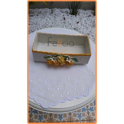 Bandeja Retangular Porta Pão de Forma em Cerâmica com Aplique de Laranjas - Suka - 3
