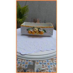 Bandeja Retangular Porta Pão de Forma em Cerâmica com Aplique de Laranjas - Suka - 2