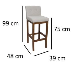 Banco Alto Bistrô de Madeira com Encosto Estofado Off White Lívia Soberati Banco Alto Bistrô de Made - 5