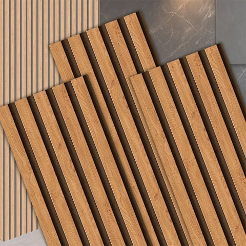 10 Placas Autocolante Revestimento de Parede Ripado Mdf Premium