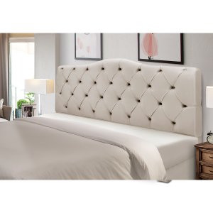 Cabeceira Cama Box King Size Estofada Madeira Veneza:bege